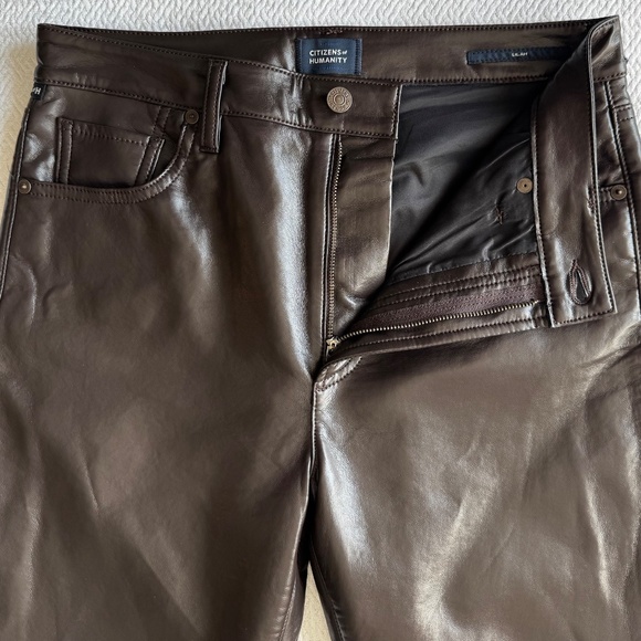 NWT Brown Citizens of Humanity Leather Bootcut Lilah Pants Sz 28 - Picture 9 of 16
